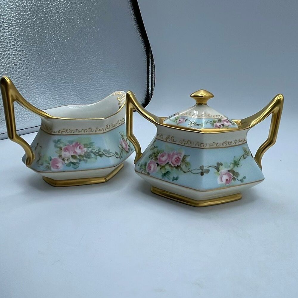Tressemanes & Vogt (T&V) Limoges France creamer & sugar